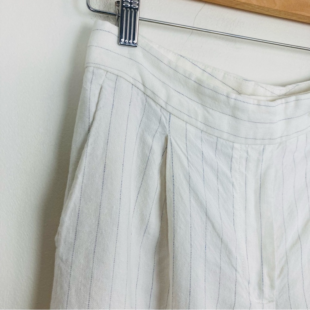 Massimo Dutti white linen pin stripe wide leg linen trousers. Size 4 - Picture 3 of 8